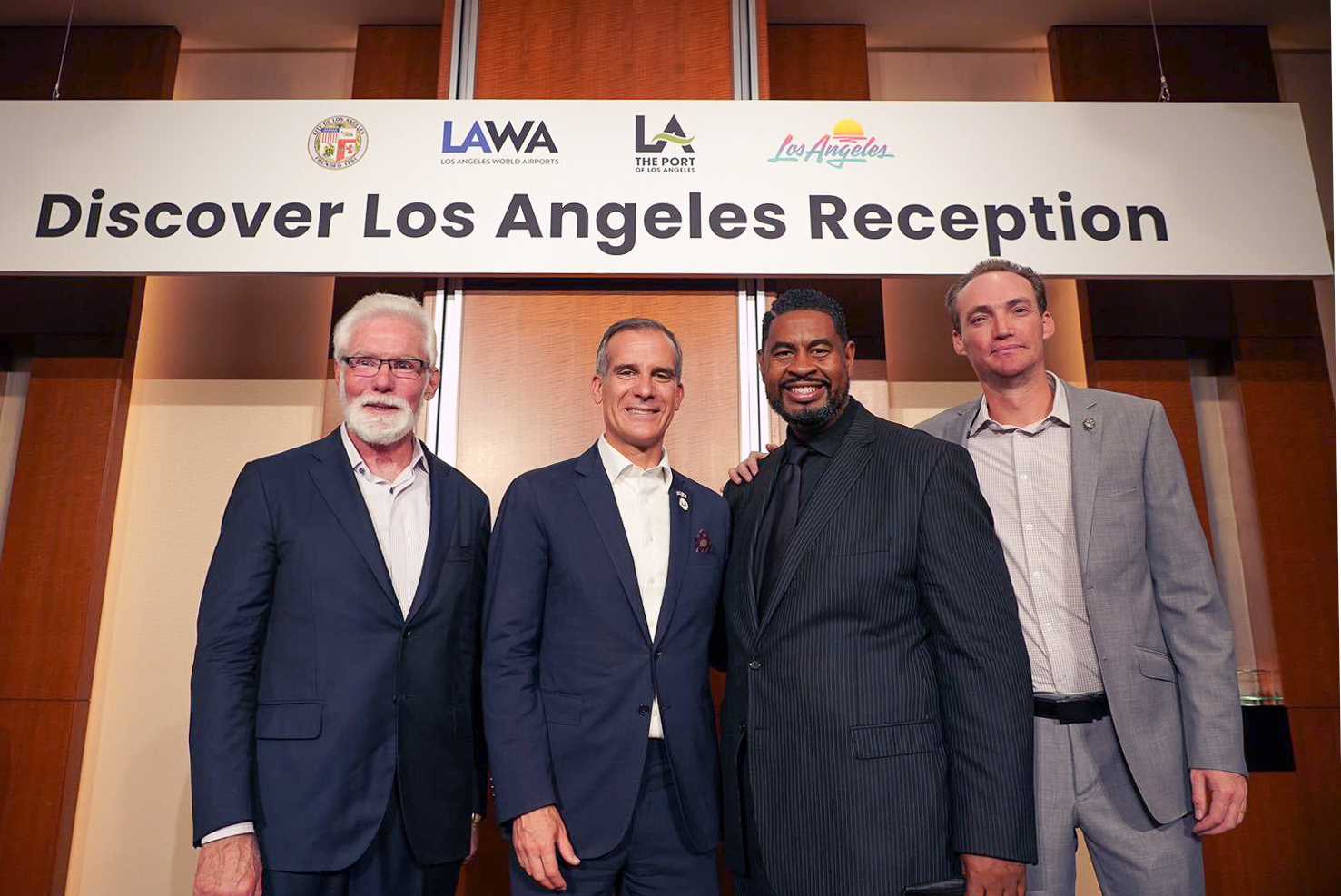 Parris, Garcetti, Dorris, and Parris pose for reception photo