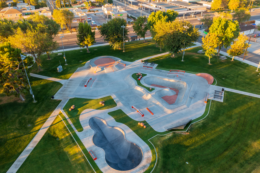 JRP skatepark shown from the sky