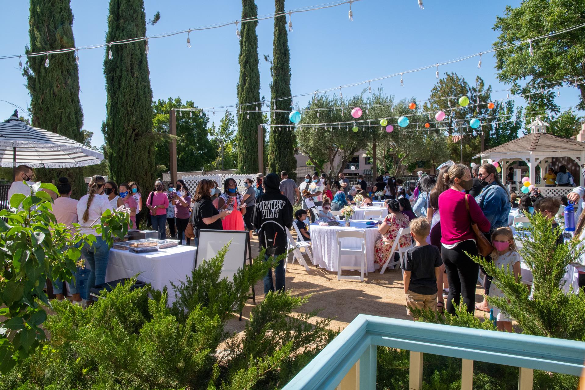 Guests enjoy ice cream outdoors at the western hotel museum