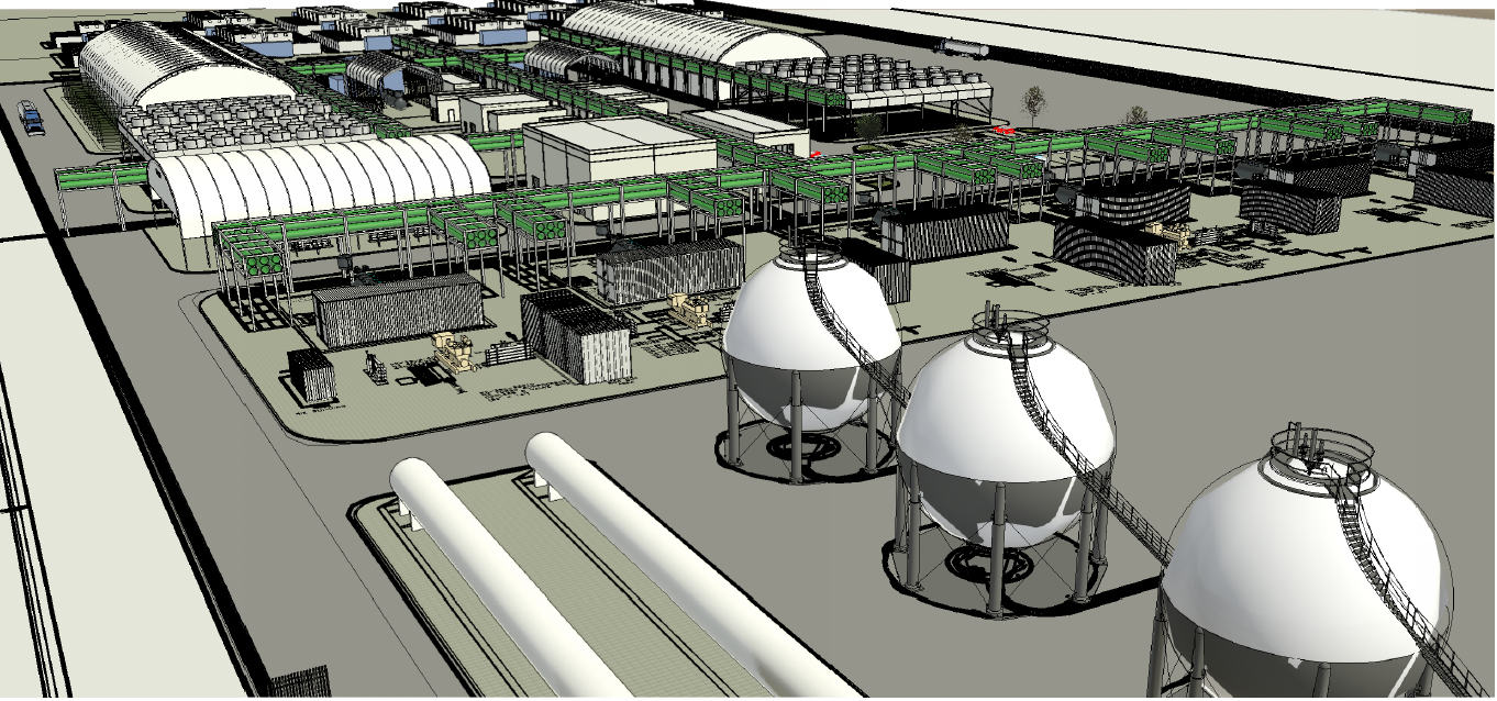 Close up rendering of equipment at the site