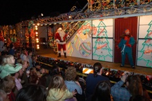 Crowd watching a Christmas performance of the Santa Train.