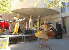 Performers giving a concert outside LPAC.